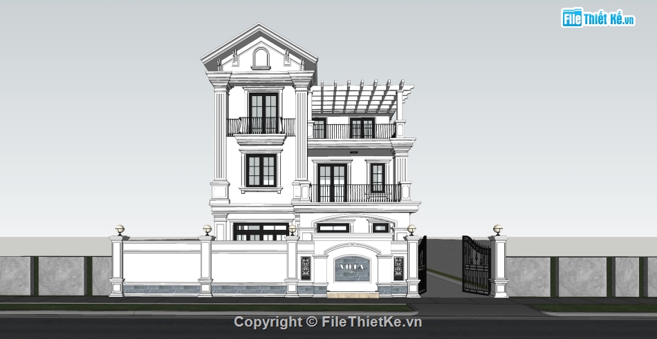 biệt thự 3 tầng,su biệt thự 3 tầng,3d biệt thự 3 tầng,Biệt thự tân cổ điển